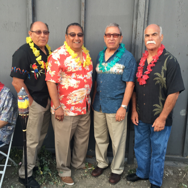 Party guests:
L-R:George Calderon W64, Manuel Pacheco S64, Raul LaRiva S63 and Larry Garcia W64